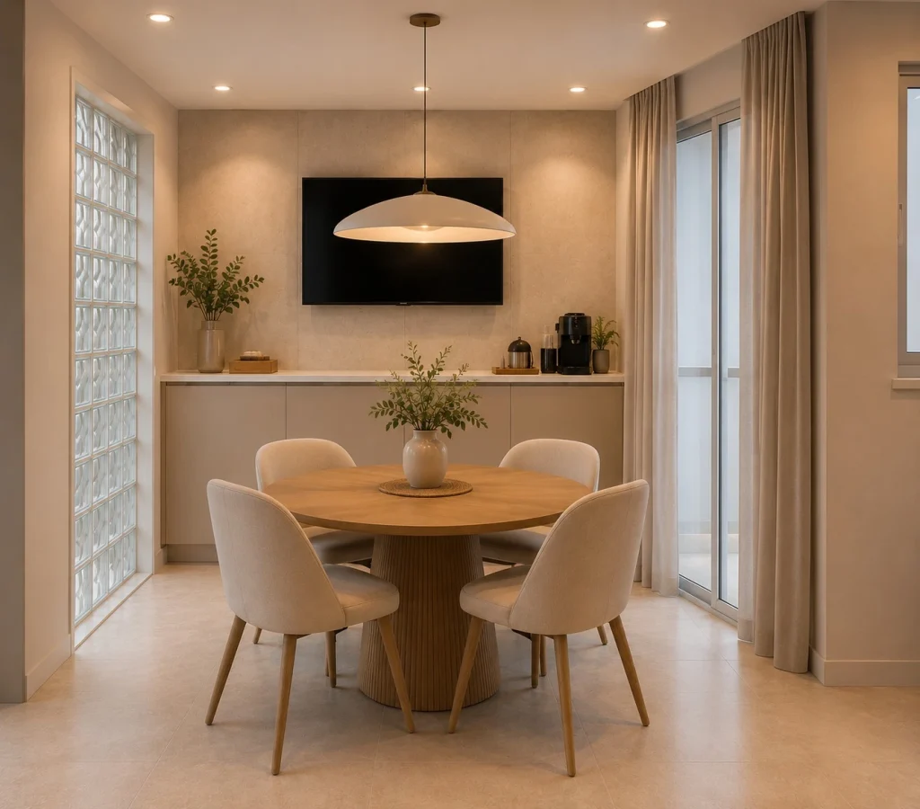 Comedor integrado con cocina de diseño en vivienda reformada en Valencia con estilo contemporáneo.